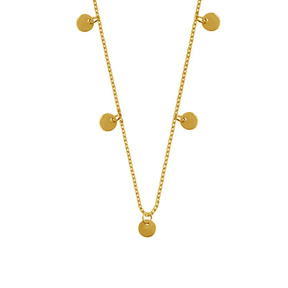 Gold Plated Sterling Silver Multiple Round Circle Disc Charms Necklace