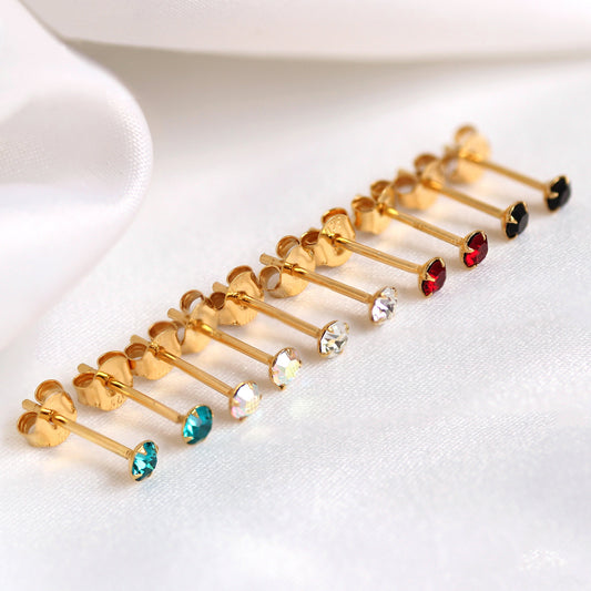 Gold Plated Sterling Silver & 3mm CZ Claw Set Stud Earrings