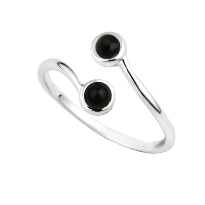 Sterling Silver Adjustable Double Stone Ring