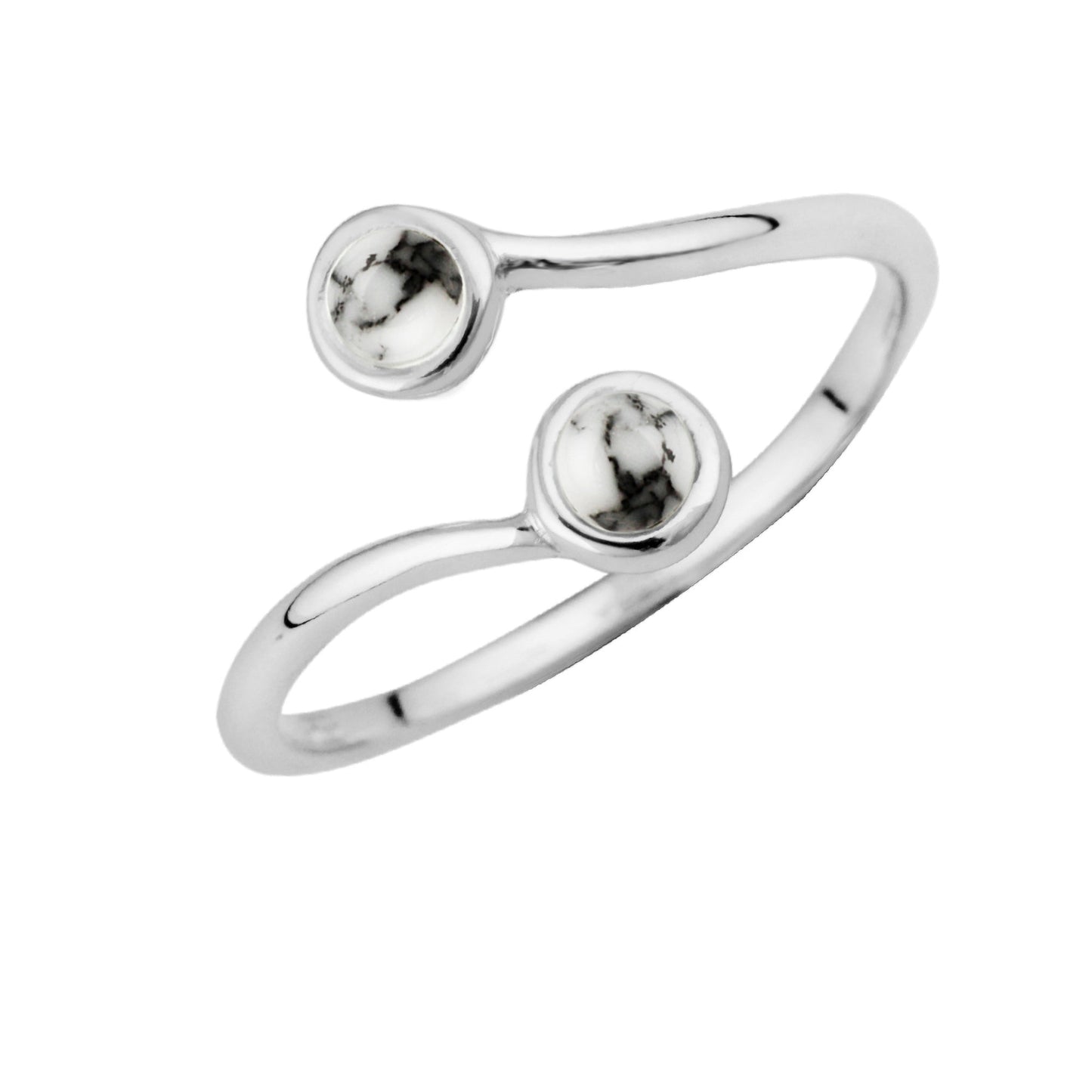 Sterling Silver Adjustable Double Stone Ring