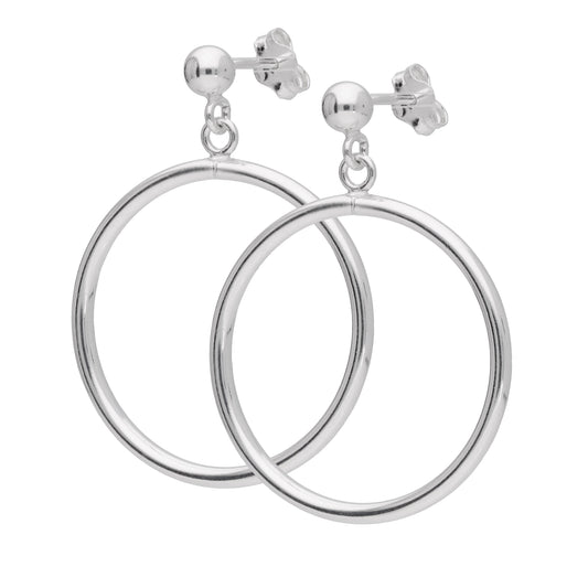 Sterling Silver Circle Ball Stud Drop Earrings