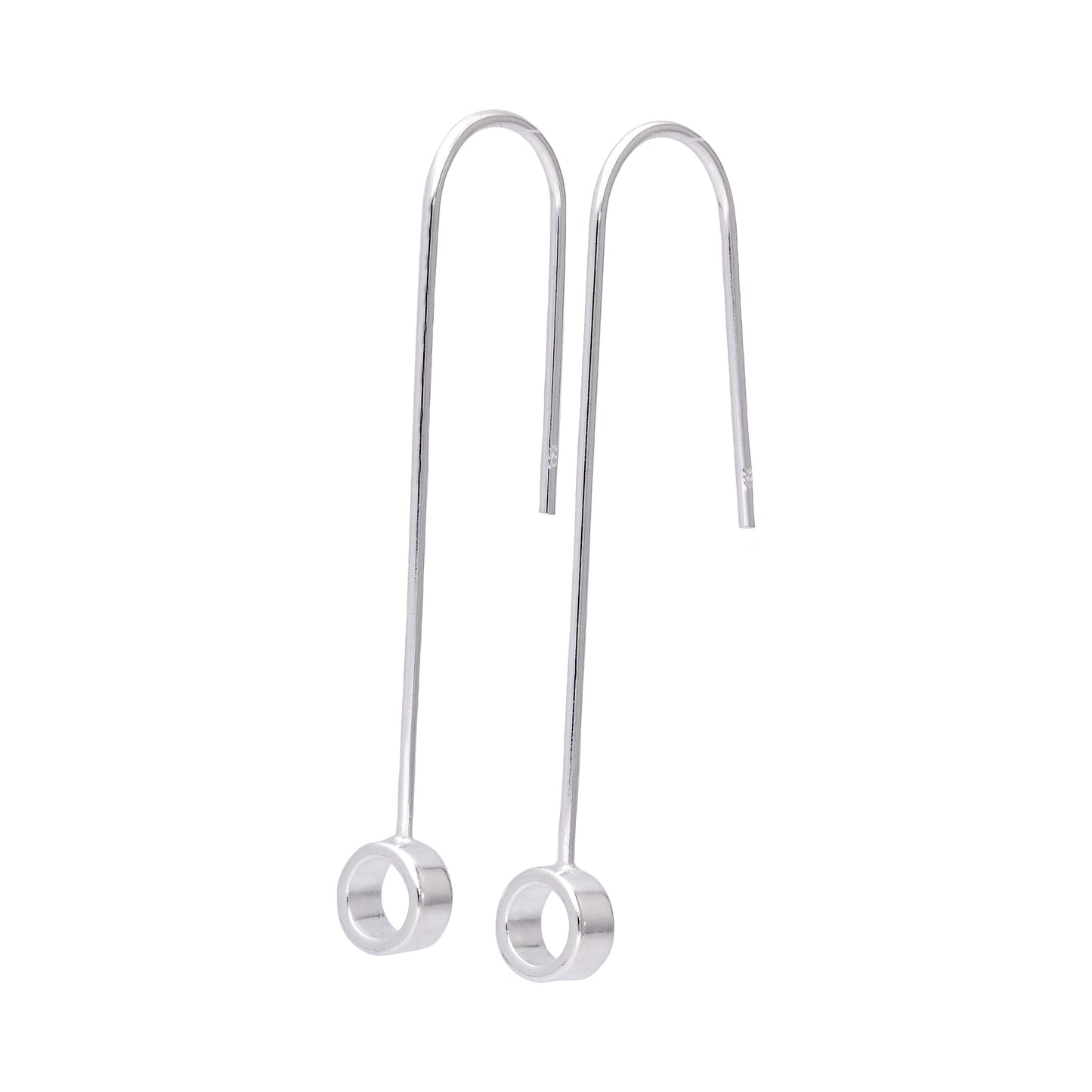 Sterling Silver Minimalist Outline Circle Drop Earrings