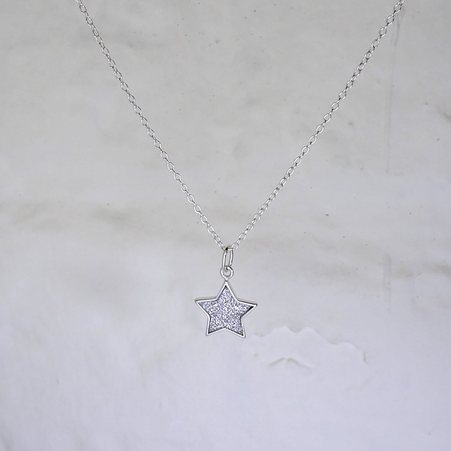 Sterling Silver Frosted Star Pendant Necklace