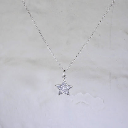 Sterling Silver Frosted Star Pendant Necklace