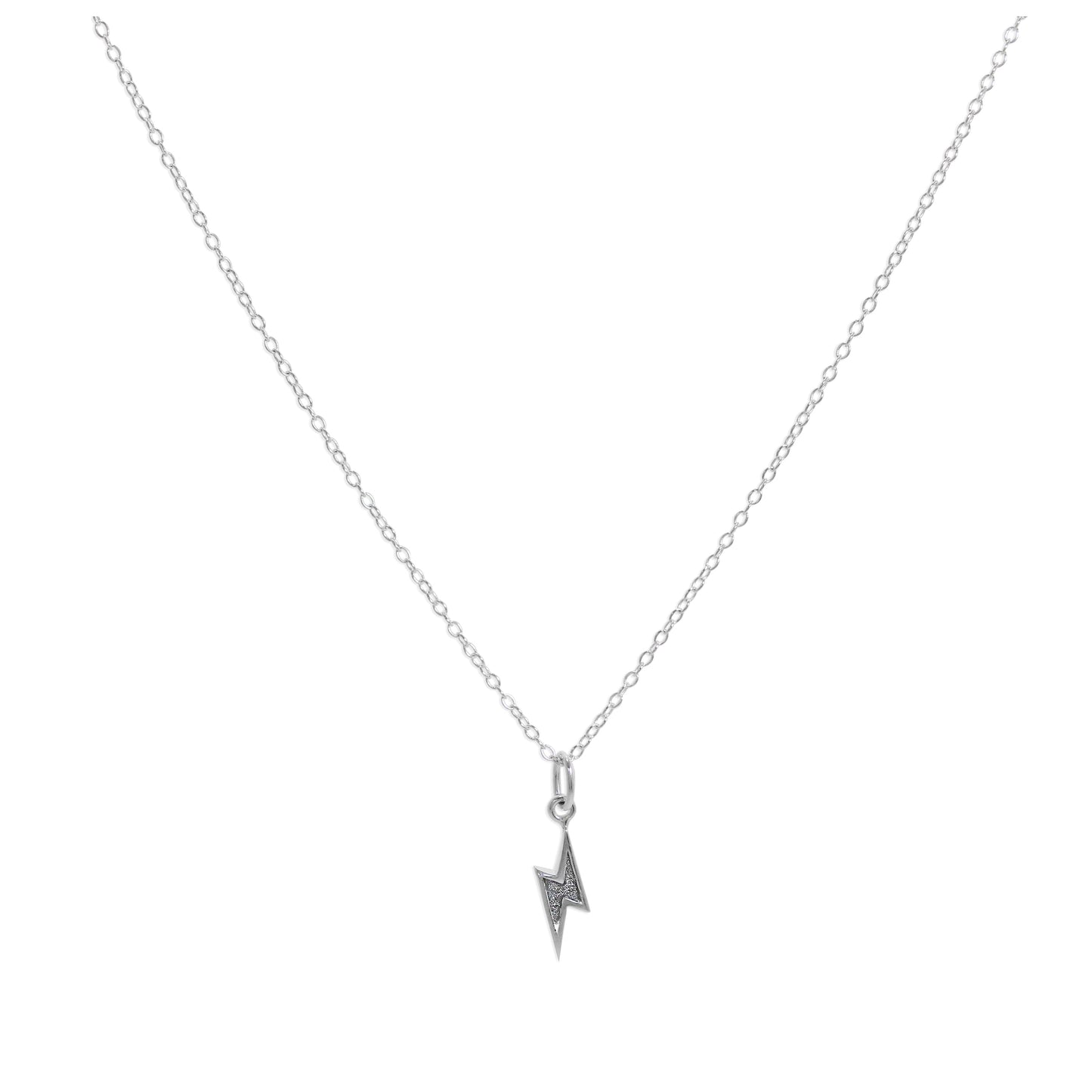 Sterling Silver Frosted Lightning Pendant Necklace