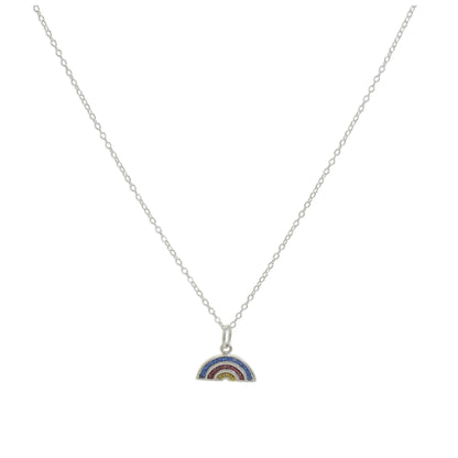 Sterling Silver Frosted Rainbow Pendant Necklace