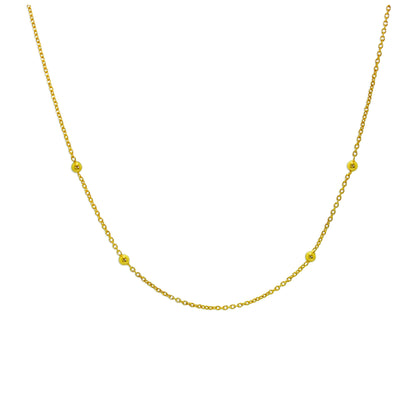 Gold Plated Sterling Silver Bobble 16 Inch Chain Necklace