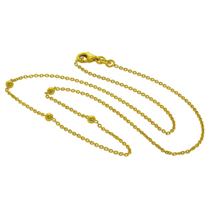 Gold Plated Sterling Silver Bobble 16 Inch Chain Necklace