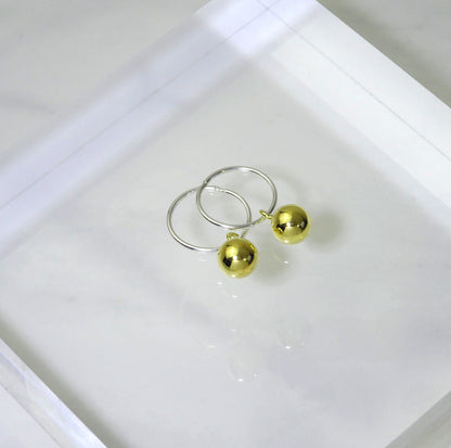 Gold Plated Sterling Silver Bauble Charm Hoop 12mm Earrings