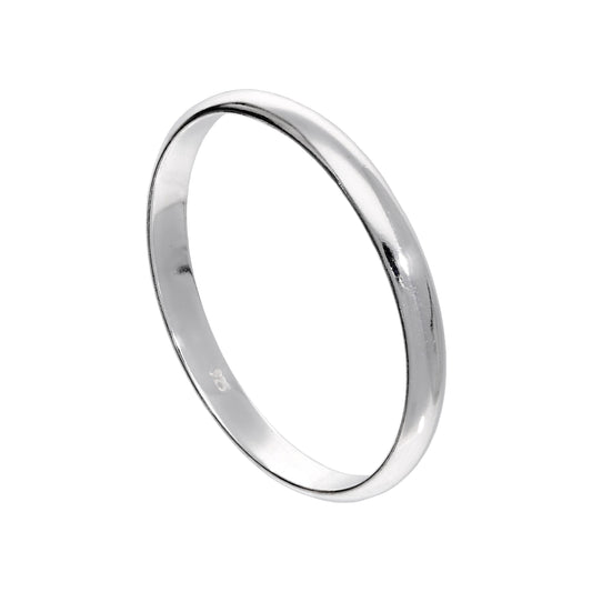 X Large Sterling Silver 3mm D Shaped Wedding Band Ring