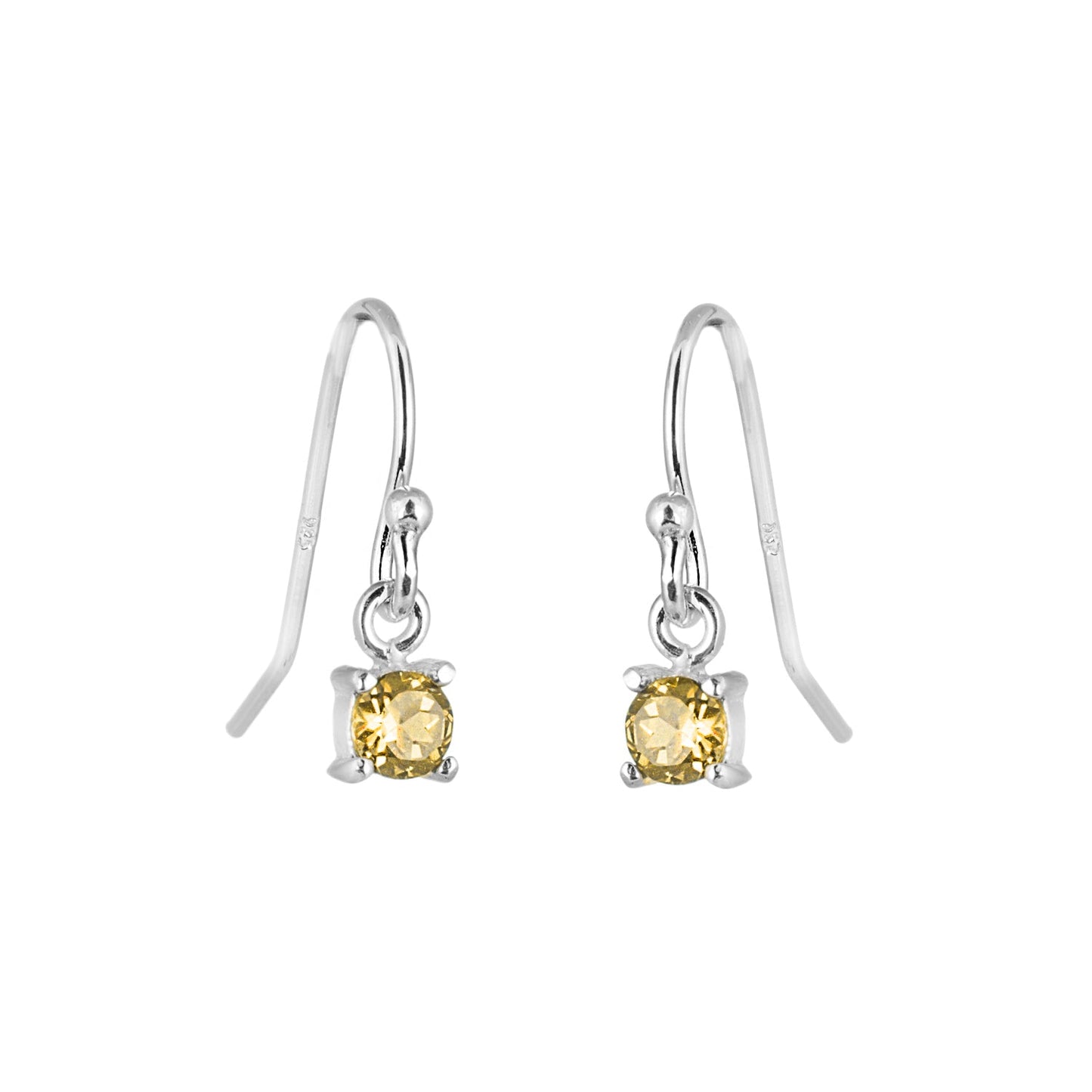 Sterling Silver Citrine CZ November Birthstone Dangle Earrings