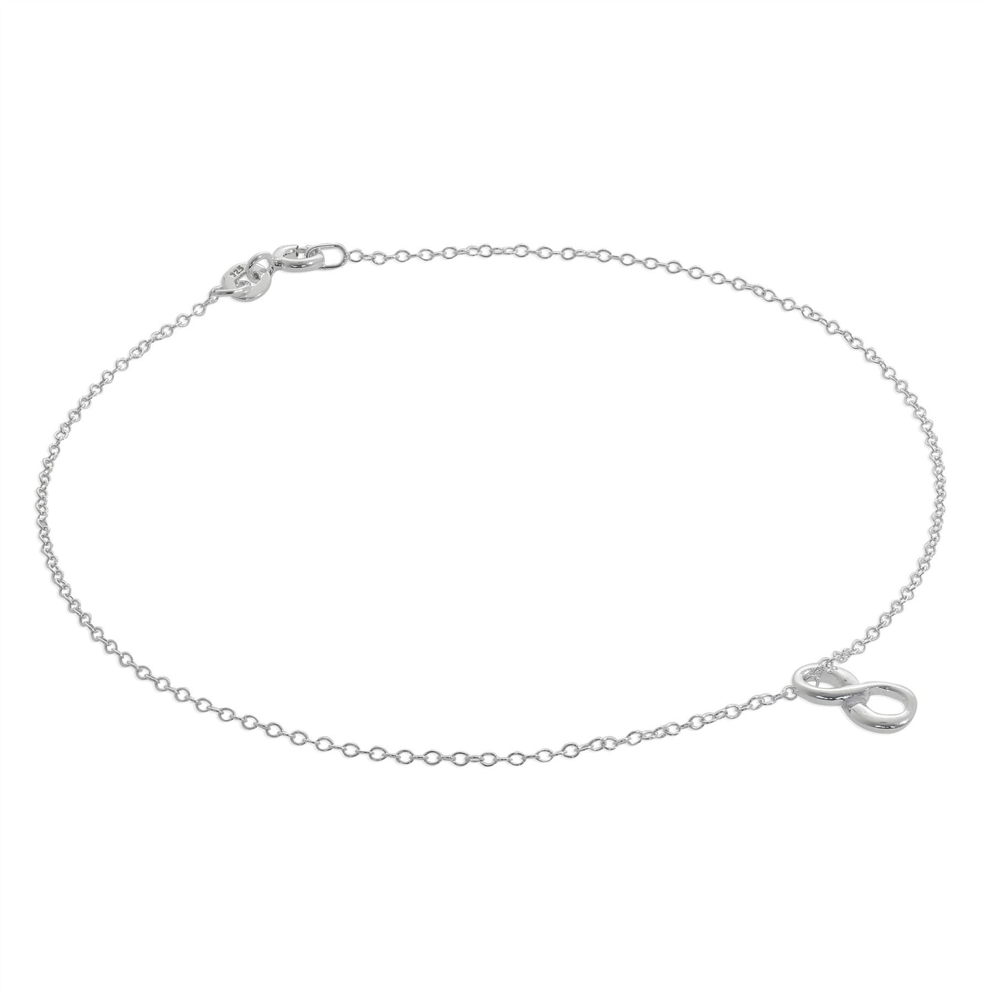 Sterling Silver Infinity Floating Charm Belcher Anklet - 10 Inches