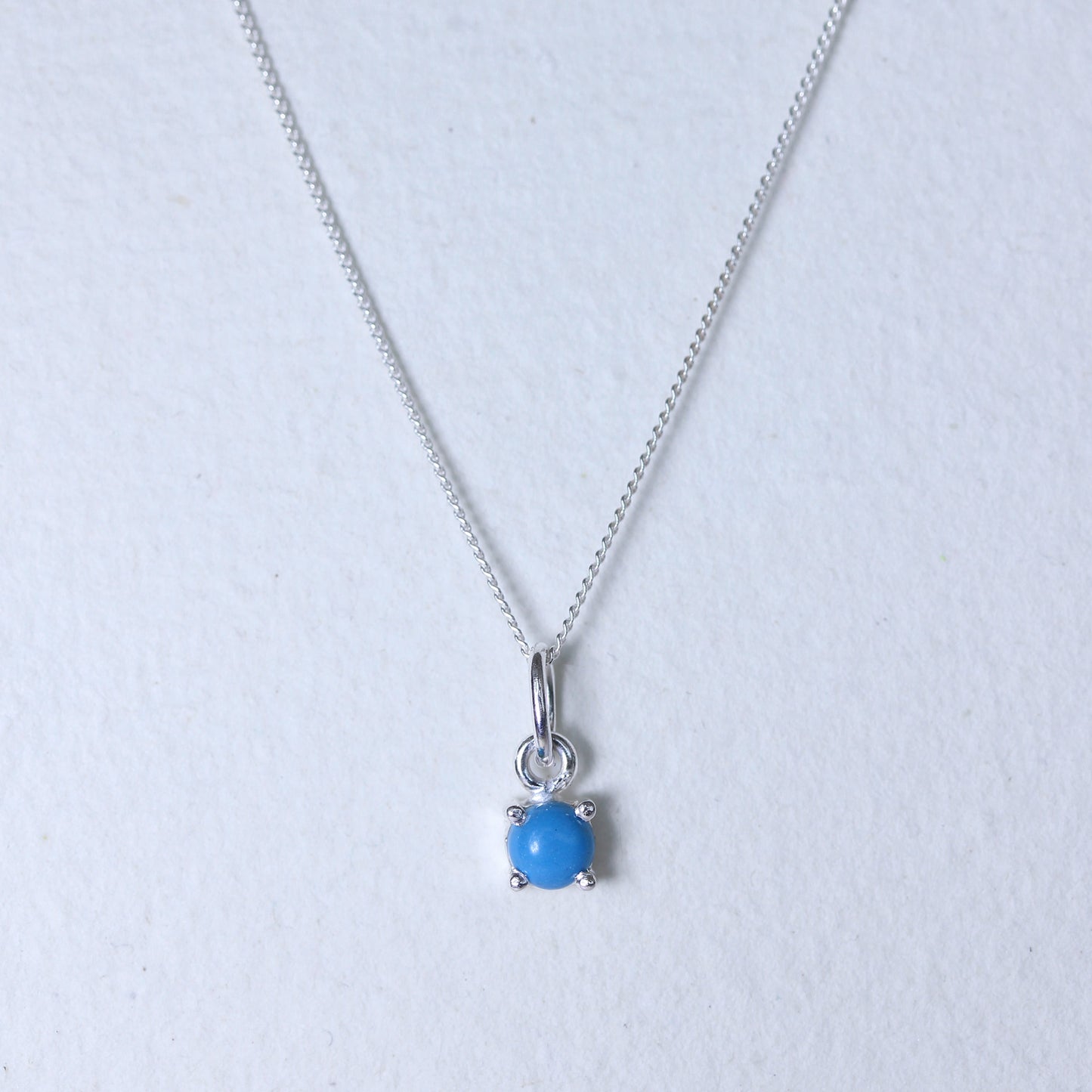 Sterling Silver Turquoise December Birthstone Necklace - 14 - 32 Inches