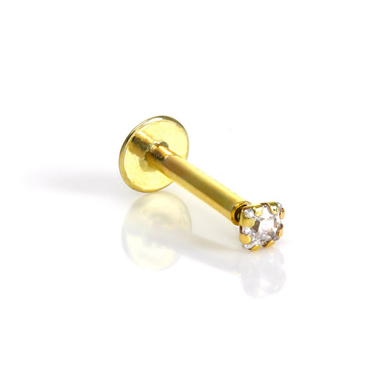 9ct Gold & 2mm Square CZ Labret Helix Piercing