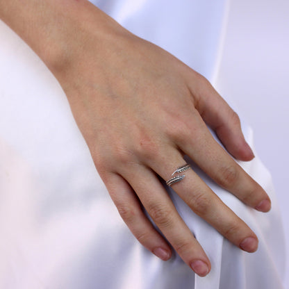 Sterling Silver Feather Open Adjustable Ring