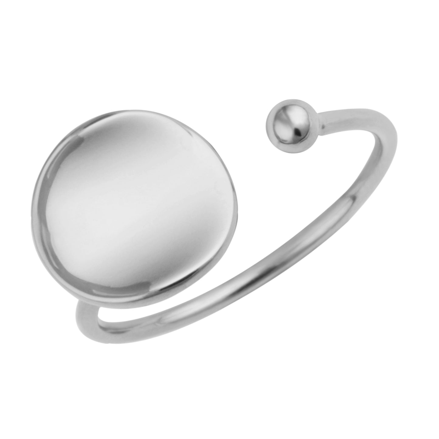 Sterling Silver Plain Round Disc Adjustable Ring