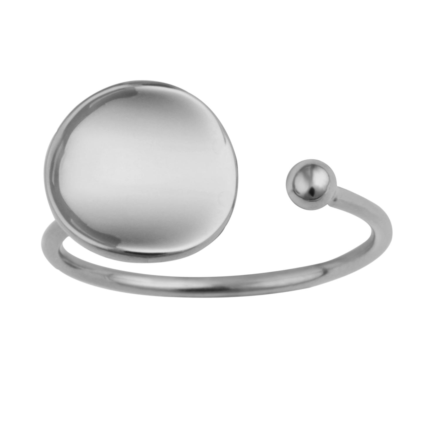 Sterling Silver Plain Round Disc Adjustable Ring