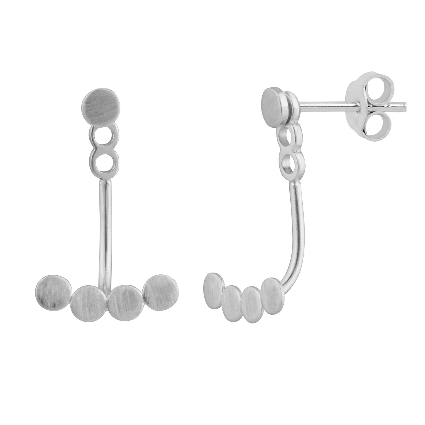 Sterling Silver Circles Ear Jacket Stud Earrings