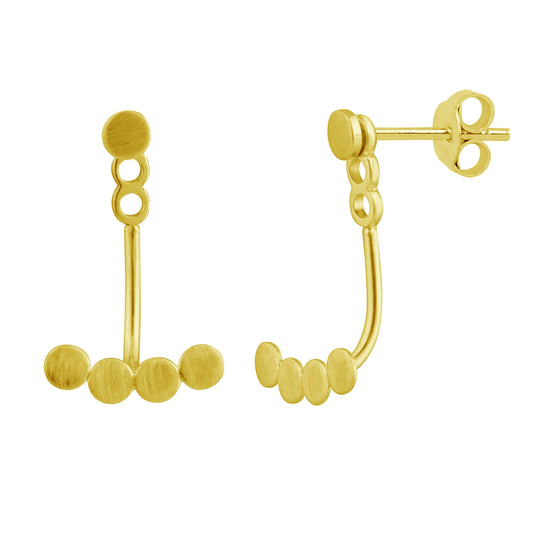 Gold Plated Sterling Silver Circles Ear Jacket Stud Earrings