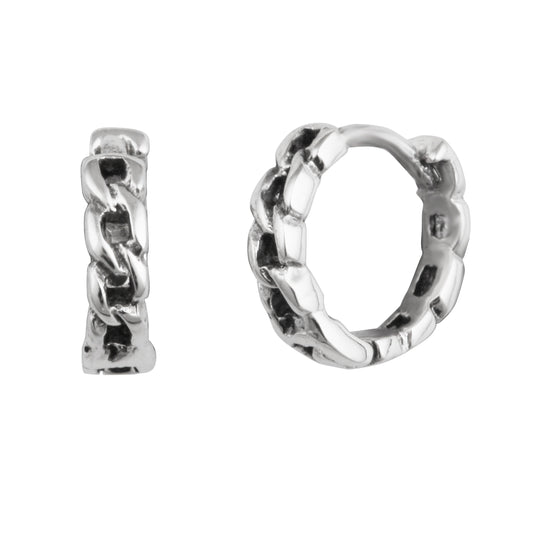 Sterling Silver Chain Hinged 13mm Huggie Hoop Earrings