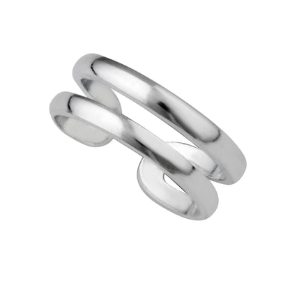 Sterling Silver Double Band Open Toe Ring