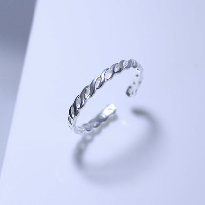 Sterling Silver Twisted Adjustable Open Ring