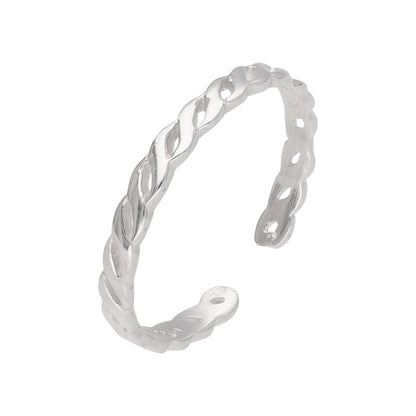 Sterling Silver Twisted Adjustable Open Ring