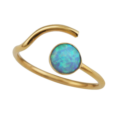 Gold Plated Sterling Silver Faux Opal Open Adjustable Ring