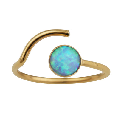 Gold Plated Sterling Silver Faux Opal Open Adjustable Ring