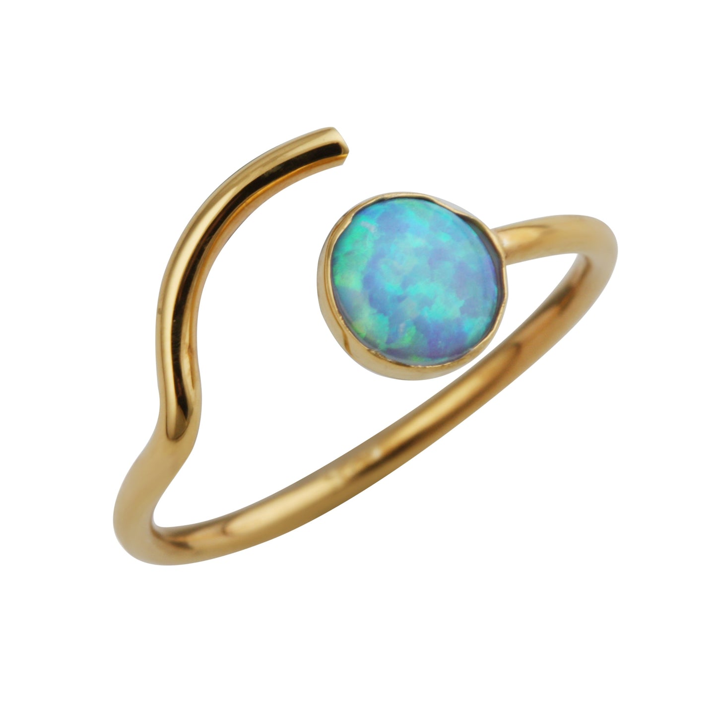 Gold Plated Sterling Silver Faux Opal Open Adjustable Ring