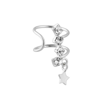 Sterling Silver 1mm CZ Star Dangle Cuff Earring