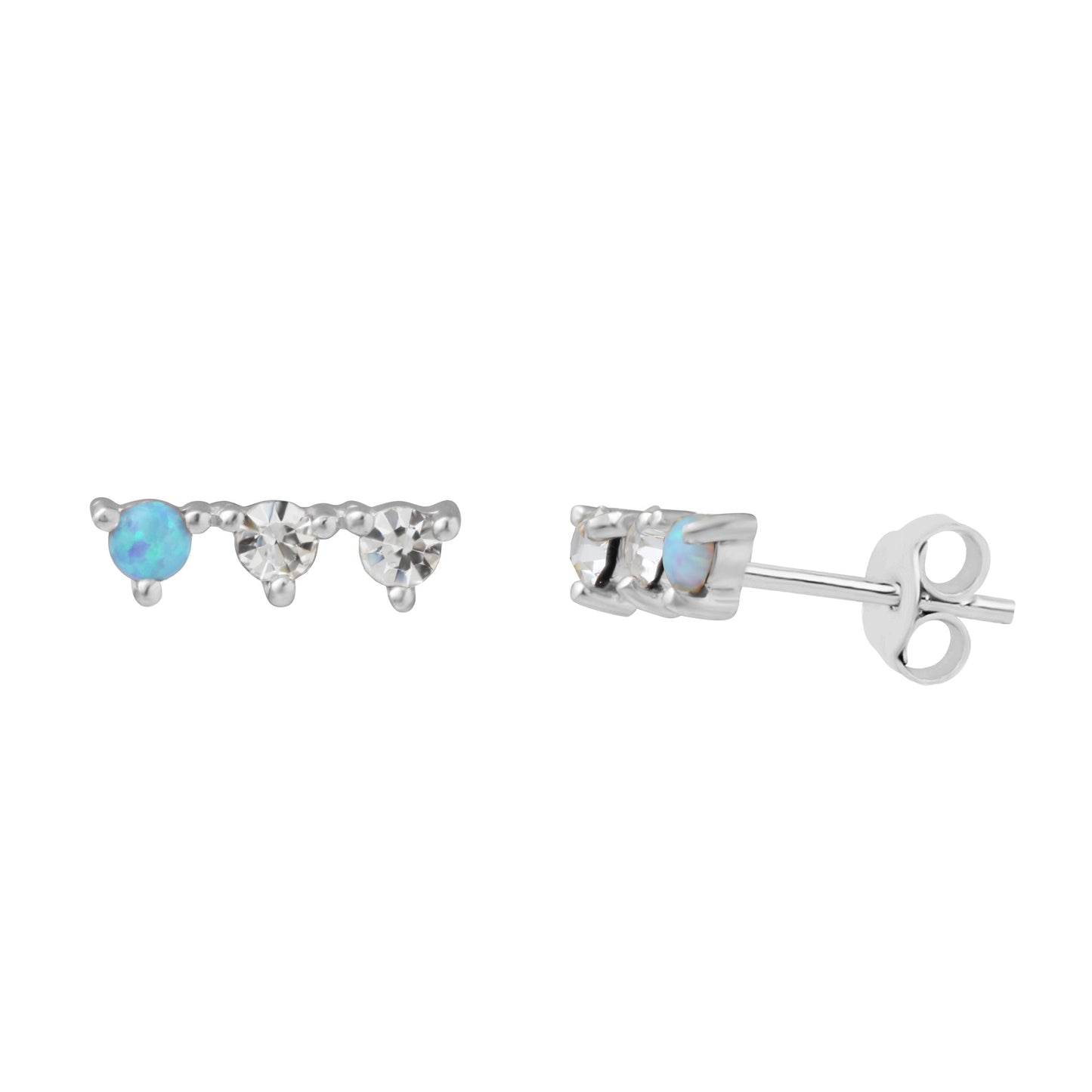 Sterling Silver Triple CZ Constellation Stud Earrings