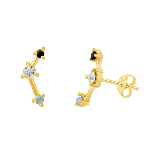 Gold Plated Sterling Silver CZ Constellation Stud Earrings