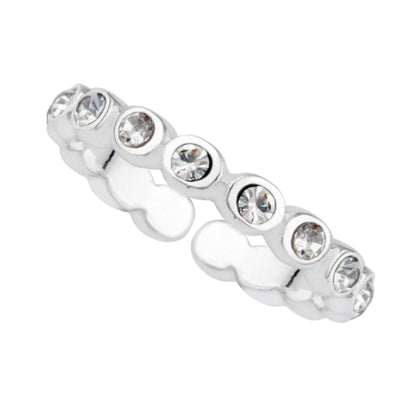 Sterling Silver Round CZ Open Adjustable Eternity Ring