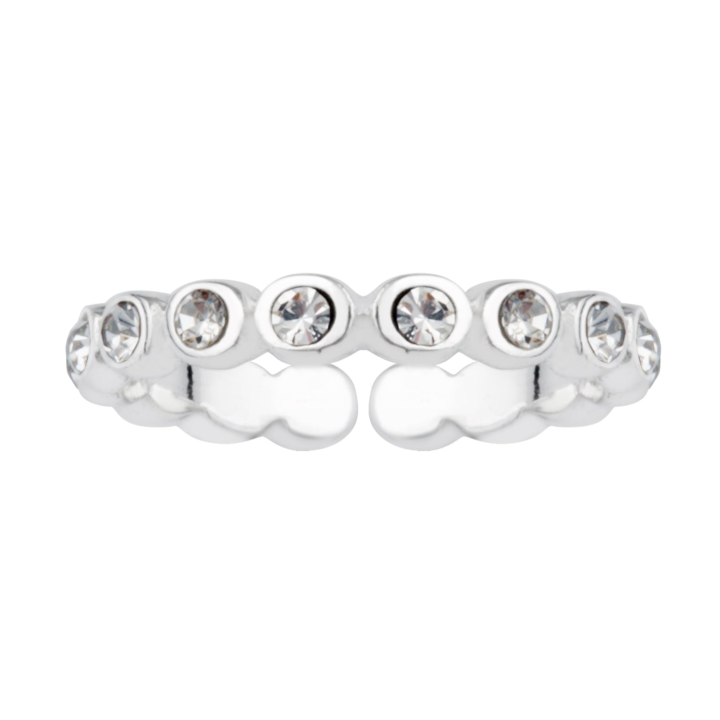 Sterling Silver Round CZ Open Adjustable Eternity Ring