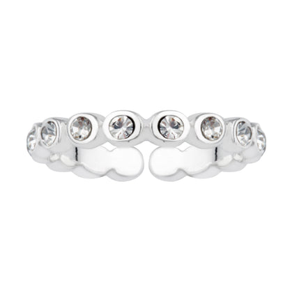 Sterling Silver Round CZ Open Adjustable Eternity Ring