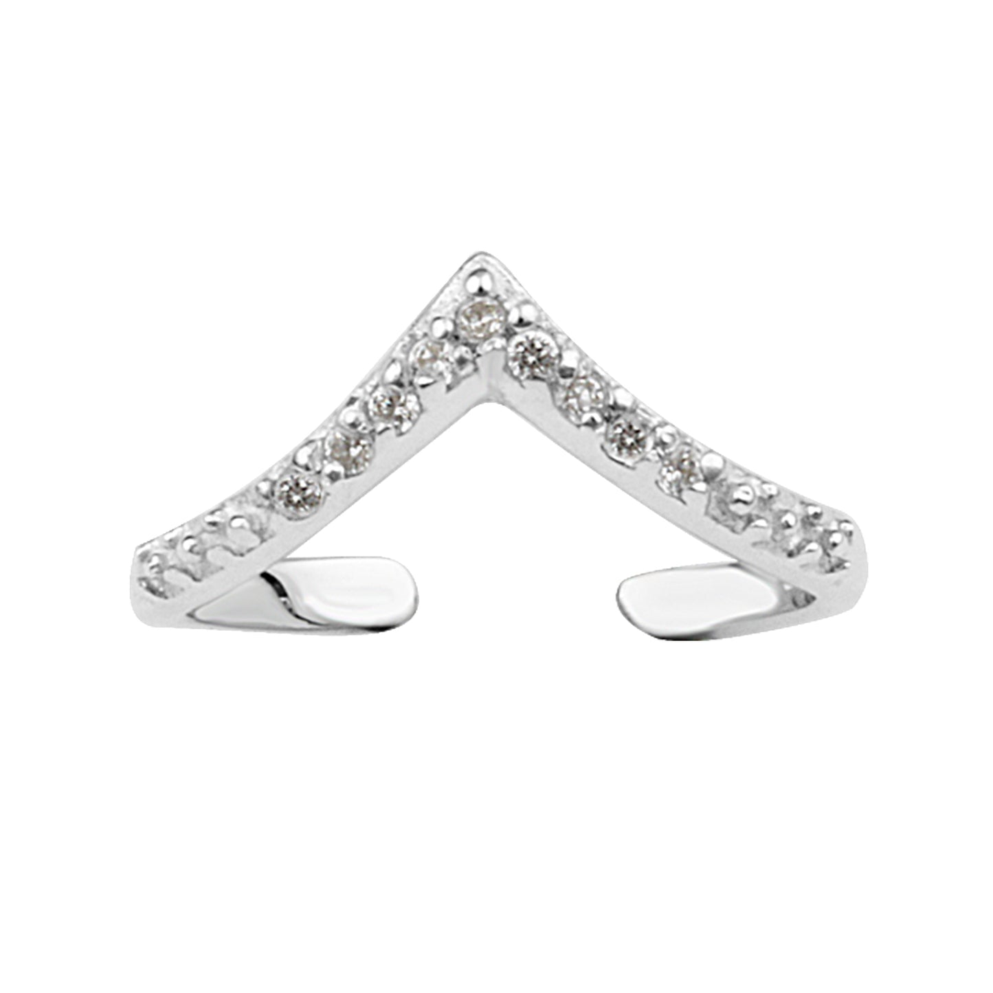 Sterling Silver CZ Open Adjustable Wishbone Ring