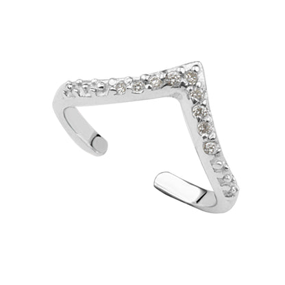 Sterling Silver CZ Open Adjustable Wishbone Ring