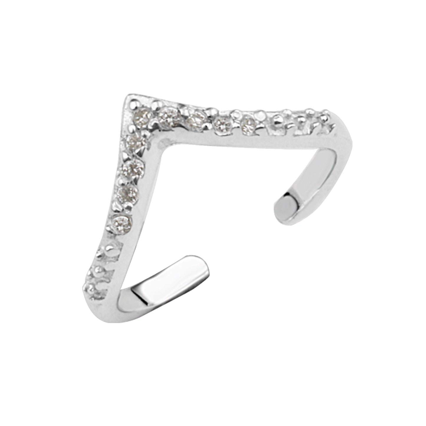 Sterling Silver CZ Open Adjustable Wishbone Ring