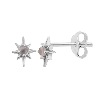 Sterling Silver Starburst Moonstone Stud Earrings