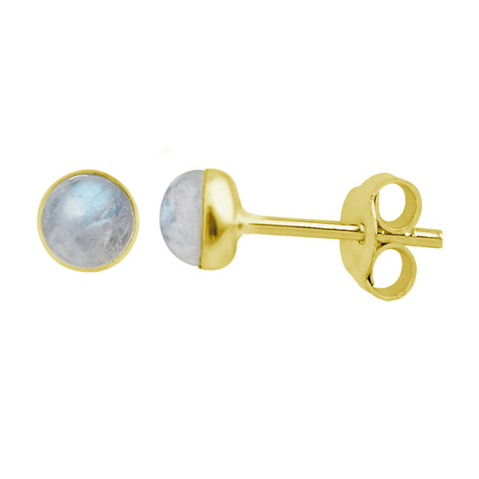 Gullbelagt Sterling Sølv Moonstone 3mm Ball Stud øredobber