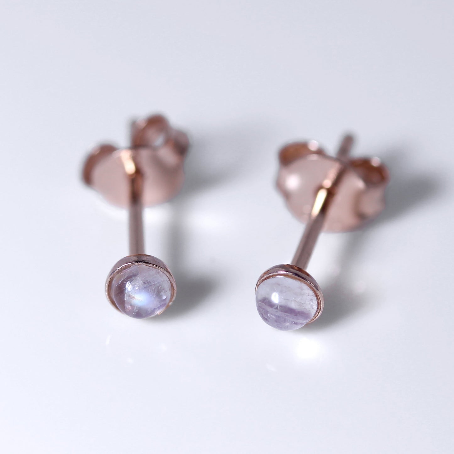 Rose gullbelagt Sterling Sølv 3 mm Moonstone Ball Stud øredobber