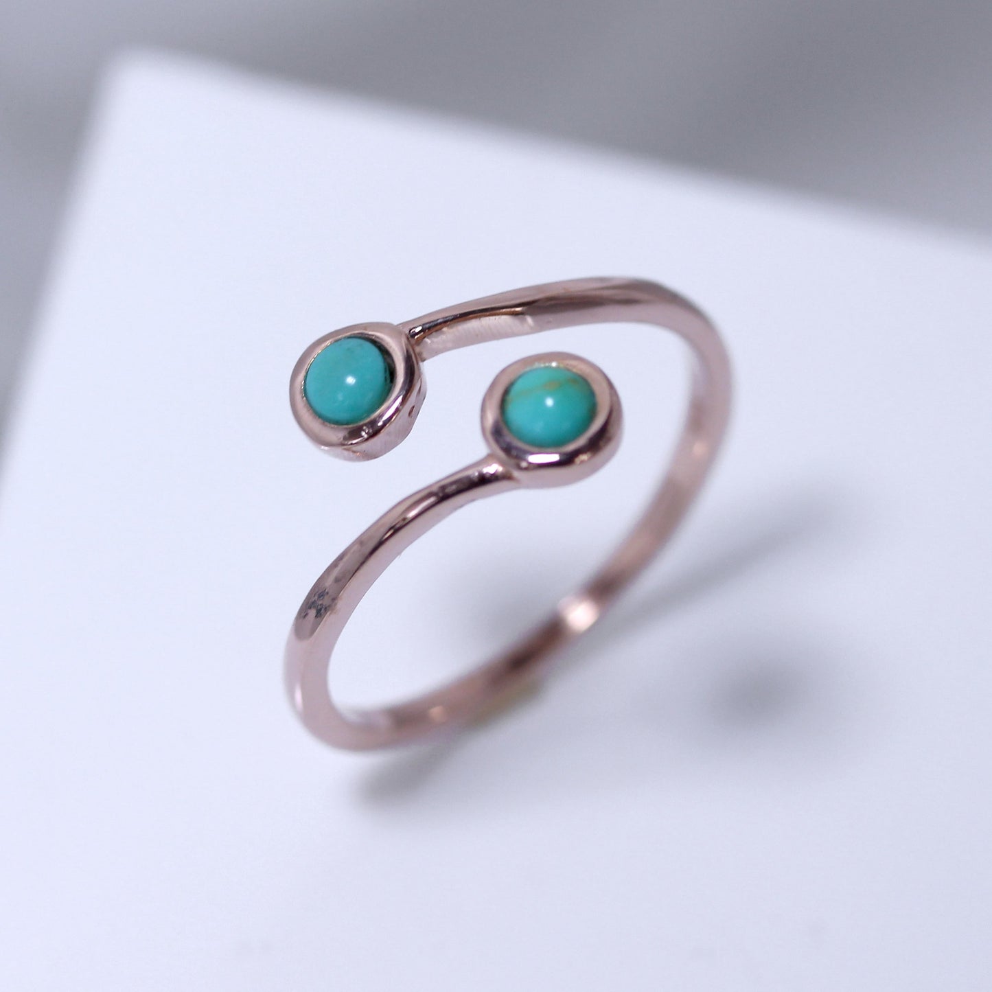 Rose Gold Plated Sterling Silver & Faux Turquoise Midi Ring