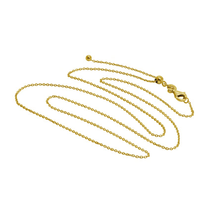 Gold Plated Sterling Silver Adjustable Slider Necklace 24 Inches