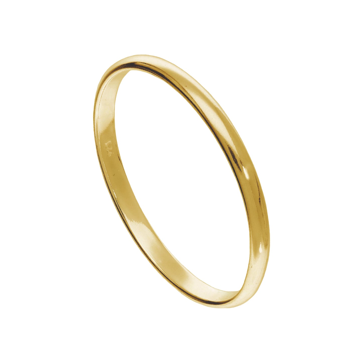 X Large Gold Plated Sterling Silver 2mm D Shaped Stacking Ring