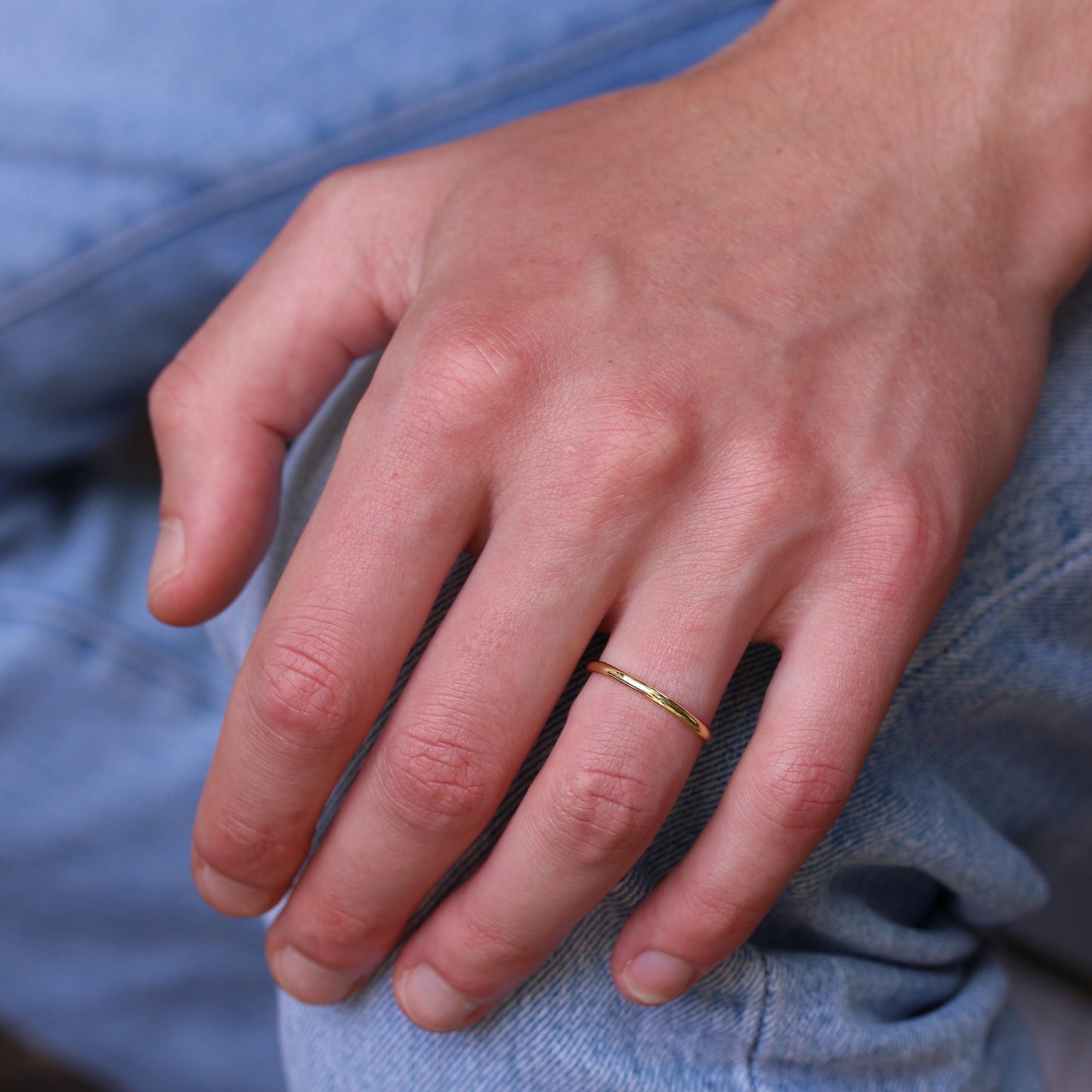 X Large Gold Plated Sterling Silver 2mm D Shaped Stacking Ring