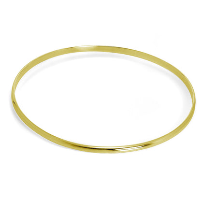 Gold Plated Simple Sterling Silver Plain 3mm Bangle