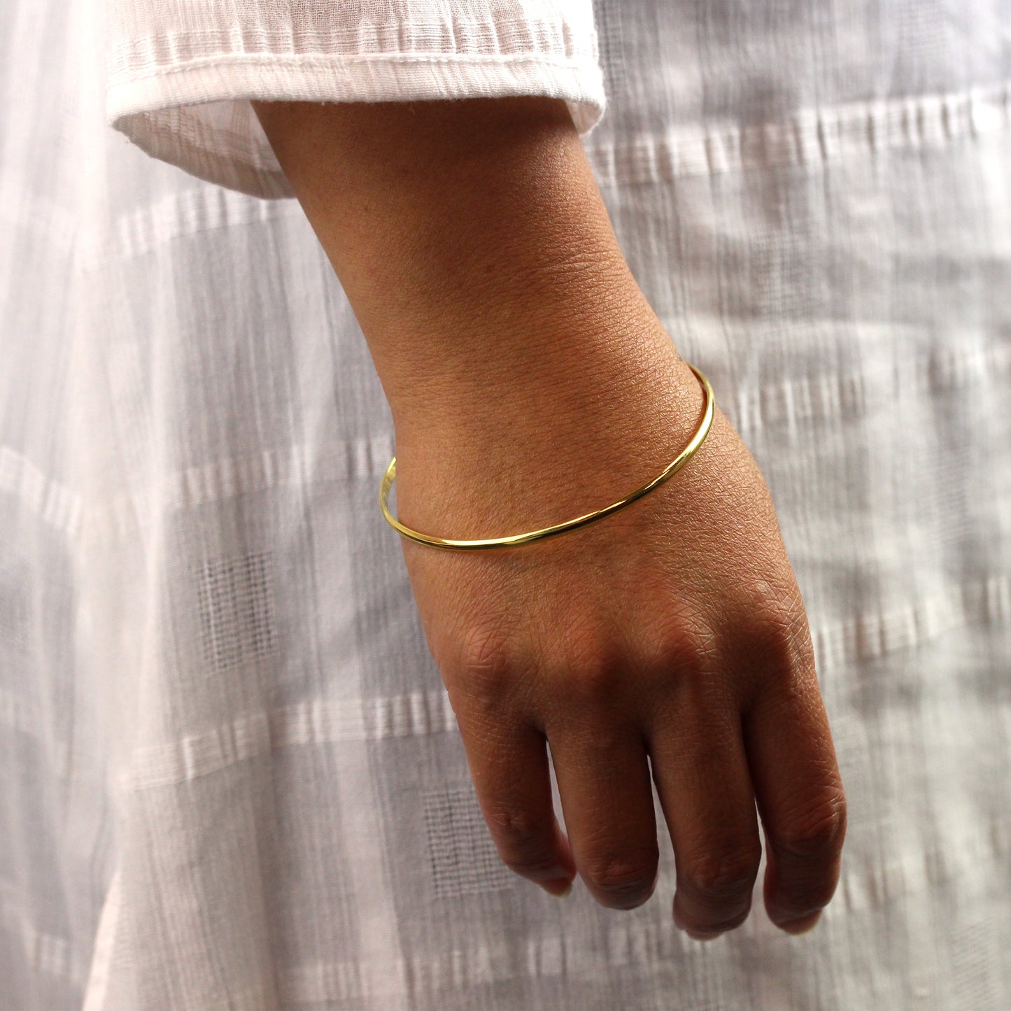 Gold Plated Simple Sterling Silver Plain 3mm Bangle