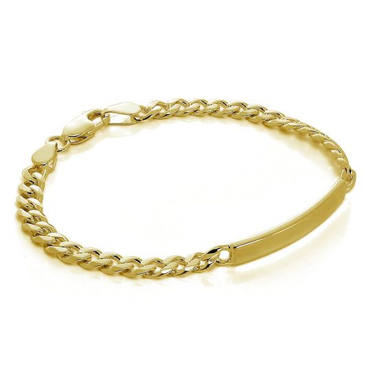 Gold Plated Sterling Silver Curb 7 Inch ID Bracelet