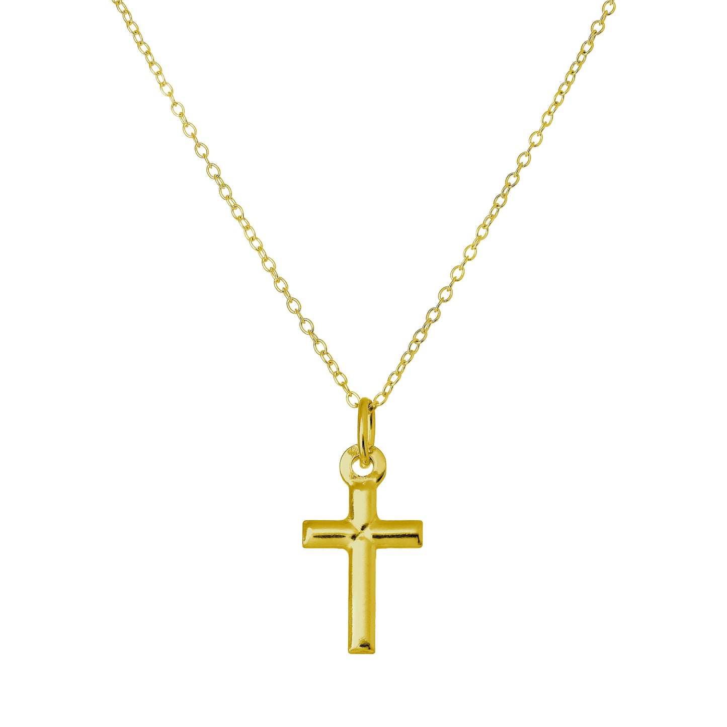 Gold Plated Sterling Silver Cross 18 Inch Necklace